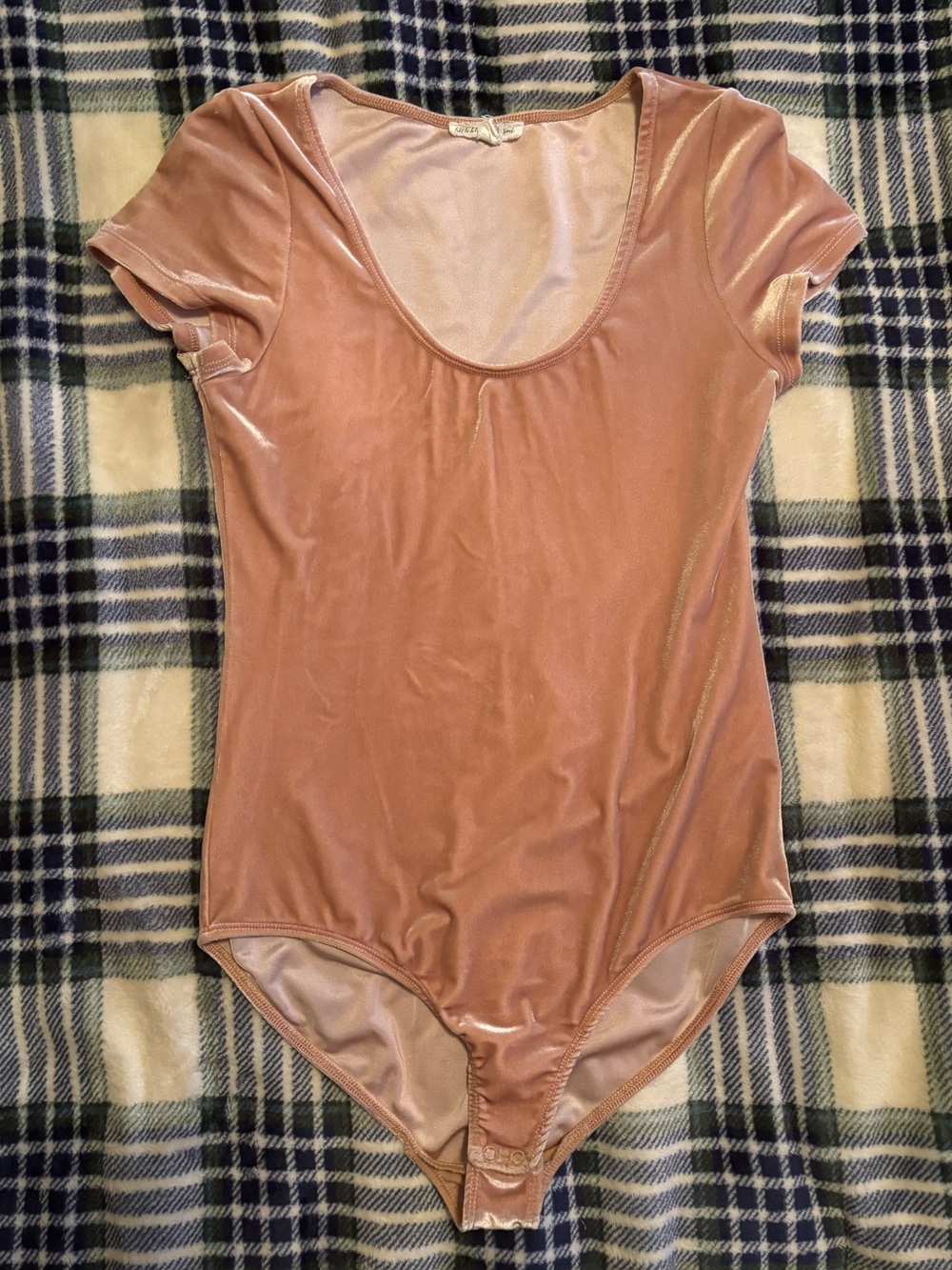 Women's Pink Velvet Scoop Neck Bodysuit
